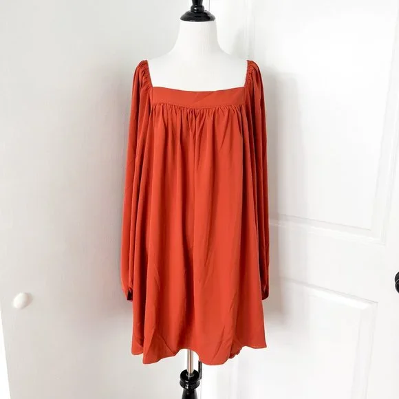 flowy square neck dress PRETTYGARDEN Women's Casual Midi Dresses Square Neck Short Sleeve Smoc main image 0